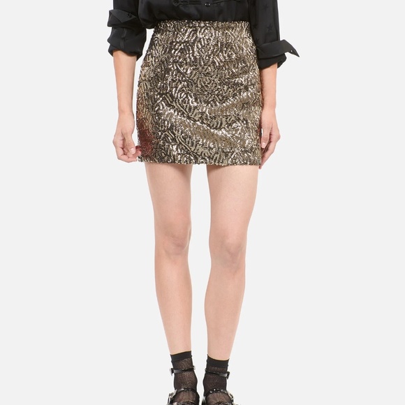 NWT | The Kooples | Gold Sequin Mini Skirt - Picture 2 of 9